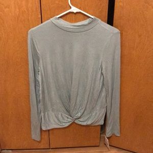 Long sleeve top with built in knot